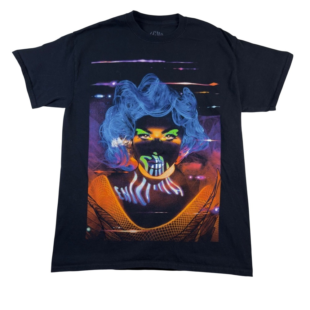 Lady Gaga Enigma Las Vegas Double Sided Graphic T-Shirt Unisex Medium Black